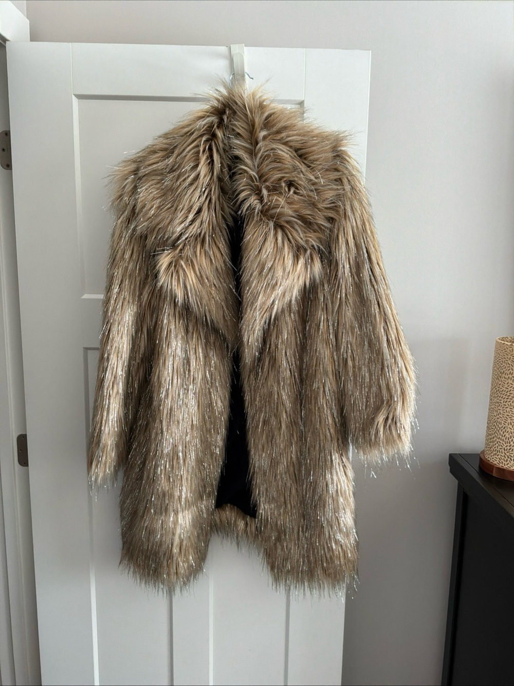 Badgley Mischka Shaggy Faux-Fur Coat in Light Brown